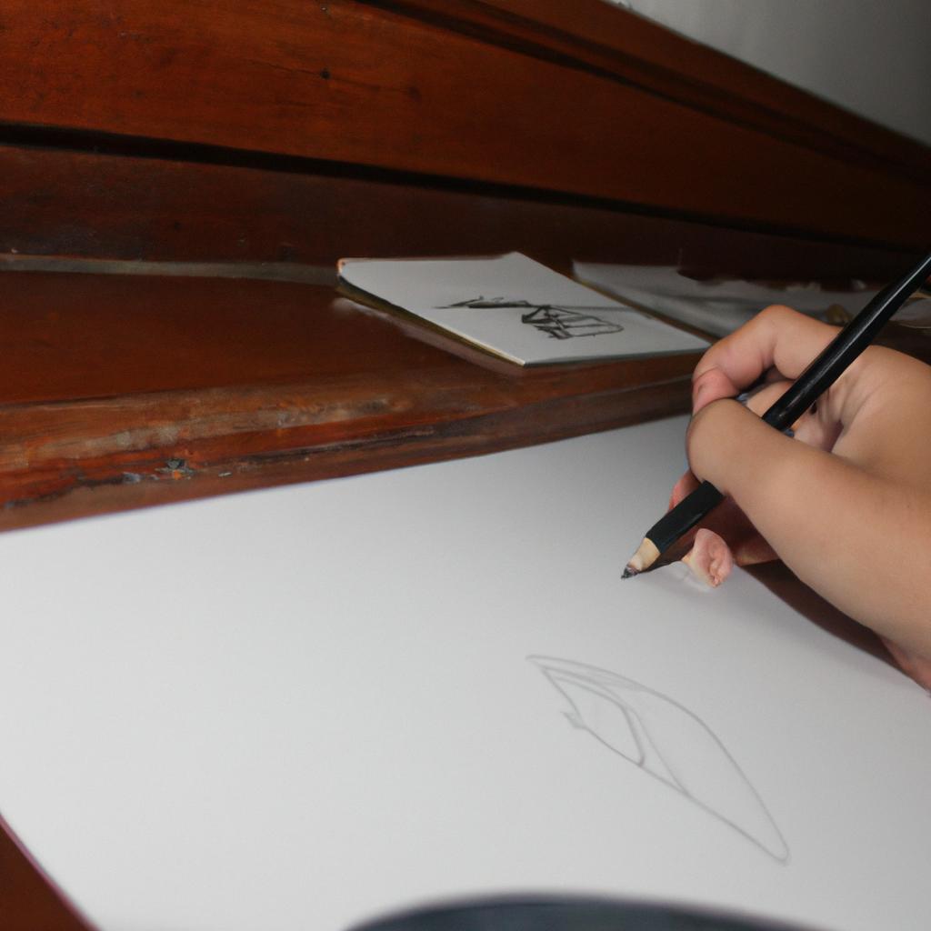 Person sketching with pencil and paper